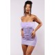 Lilac Glitter Corset Feather Bandeau Bodycon Dress Lilac Glitter Corset Feather Bandeau Bodycon Dress