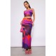 Pink Print Plisse Maxi Skirt Pink Print Plisse Maxi Skirt
