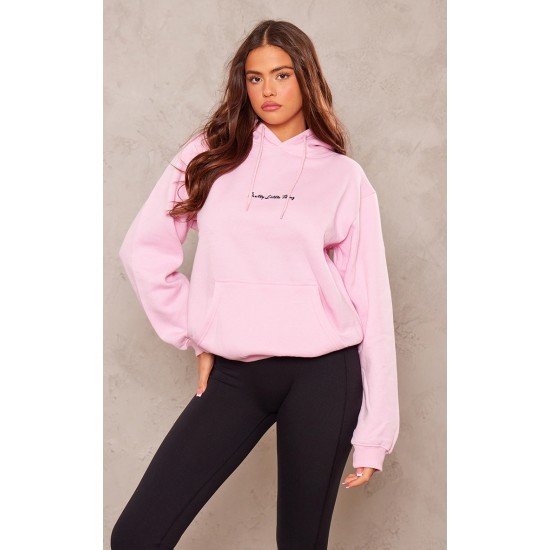 PRETTYLITTLETHING Baby Pink Sweat Oversized Basic Hoodie PRETTYLITTLETHING Baby Pink Sweat Oversized Basic Hoodie