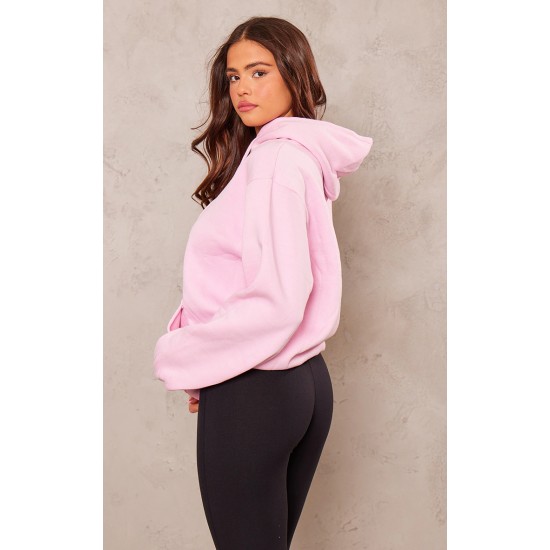 PRETTYLITTLETHING Baby Pink Sweat Oversized Basic Hoodie PRETTYLITTLETHING Baby Pink Sweat Oversized Basic Hoodie