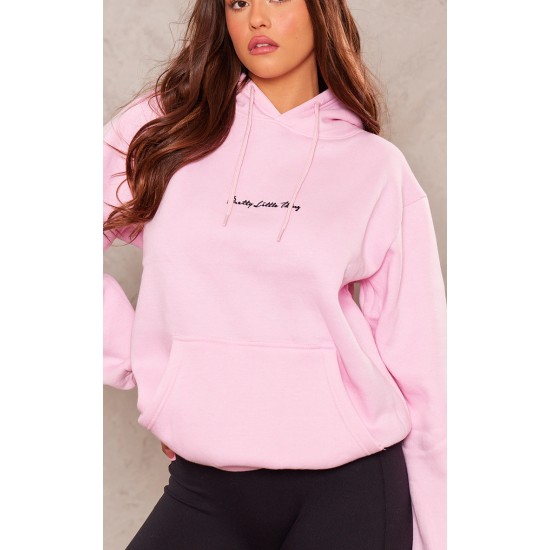 PRETTYLITTLETHING Baby Pink Sweat Oversized Basic Hoodie PRETTYLITTLETHING Baby Pink Sweat Oversized Basic Hoodie