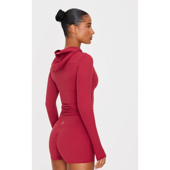 Dark Red Sculpt Hooded Gym Jacket Dark Red Sculpt Hooded Gym Jacket