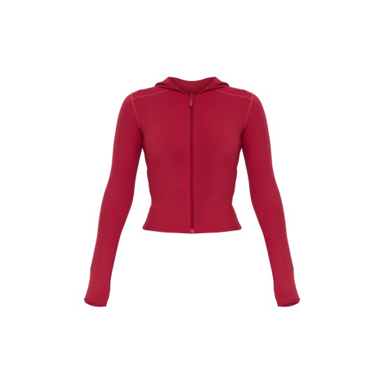 Dark Red Sculpt Hooded Gym Jacket Dark Red Sculpt Hooded Gym Jacket