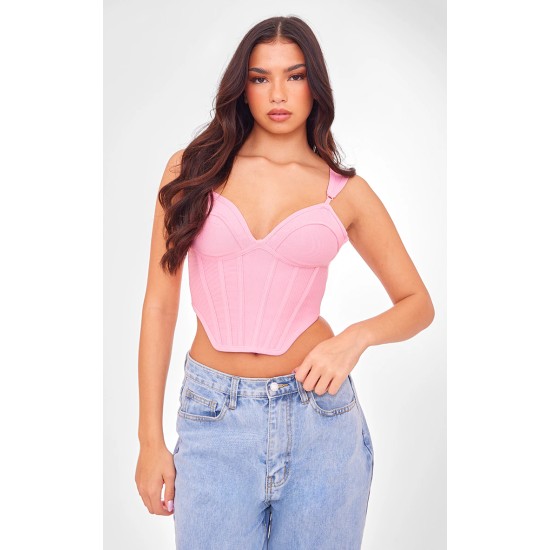 Bubblegum Pink Bandage Dip Hem Bust Cup Corset Bubblegum Pink Bandage Dip Hem Bust Cup Corset