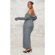 Plus Charcoal Heavy Brushed Rib Bardot Trim Maxi Dress Plus Charcoal Heavy Brushed Rib Bardot Trim Maxi Dress