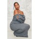 Plus Charcoal Heavy Brushed Rib Bardot Trim Maxi Dress Plus Charcoal Heavy Brushed Rib Bardot Trim Maxi Dress