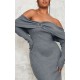 Plus Charcoal Heavy Brushed Rib Bardot Trim Maxi Dress Plus Charcoal Heavy Brushed Rib Bardot Trim Maxi Dress