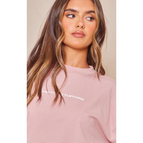PRETTYLITTLETHING Light Pink Printed Oversized T-shirt PRETTYLITTLETHING Light Pink Printed Oversized T-shirt