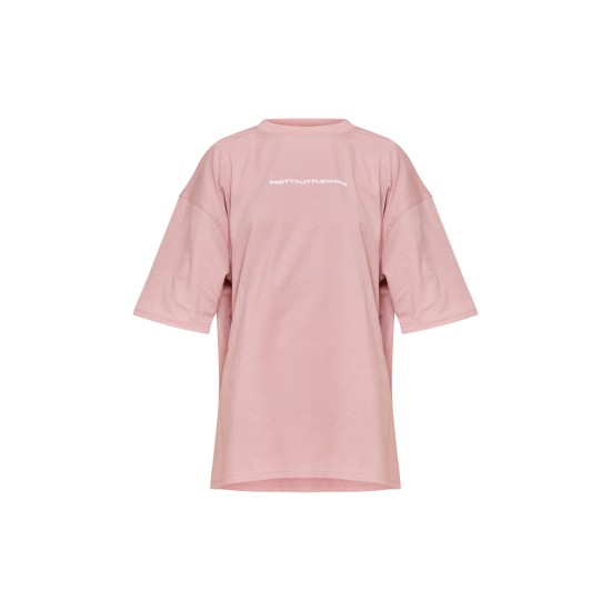 PRETTYLITTLETHING Light Pink Printed Oversized T-shirt PRETTYLITTLETHING Light Pink Printed Oversized T-shirt