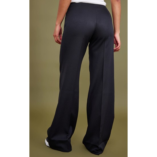 Black Woven High Waisted Tailored Wide Leg Pants Black Woven High Waisted Tailored Wide Leg Pants