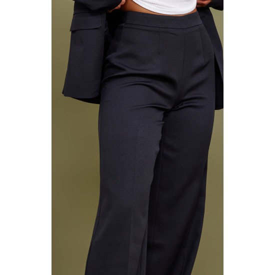 Black Woven High Waisted Tailored Wide Leg Pants Black Woven High Waisted Tailored Wide Leg Pants