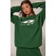 PRETTYLITTLETHING Forest Green Embroidered Contrast Oversized Sweatshirt PRETTYLITTLETHING Forest Green Embroidered Contrast Oversized Sweatshirt