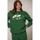 PRETTYLITTLETHING Forest Green Embroidered Contrast Oversized Sweatshirt PRETTYLITTLETHING Forest Green Embroidered Contrast Oversized Sweatshirt