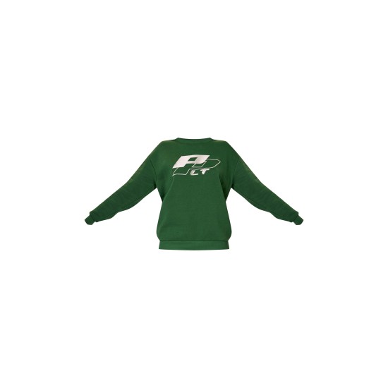 PRETTYLITTLETHING Forest Green Embroidered Contrast Oversized Sweatshirt PRETTYLITTLETHING Forest Green Embroidered Contrast Oversized Sweatshirt