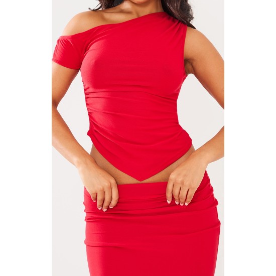 Red Soft Touch Low Rise Maxi Skirt Red Soft Touch Low Rise Maxi Skirt