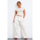 Cream Pintuck Fleeceback Tailored Sweatpants Cream Pintuck Fleeceback Tailored Sweatpants