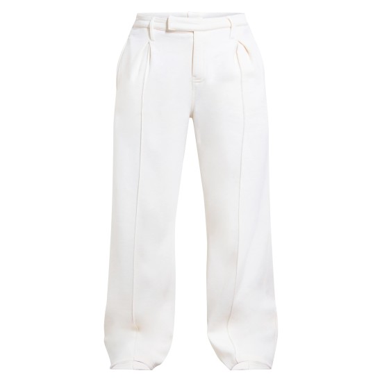 Cream Pintuck Fleeceback Tailored Sweatpants Cream Pintuck Fleeceback Tailored Sweatpants