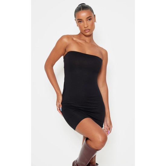 Black Jersey Bandeau Bodycon Dress Black Jersey Bandeau Bodycon Dress