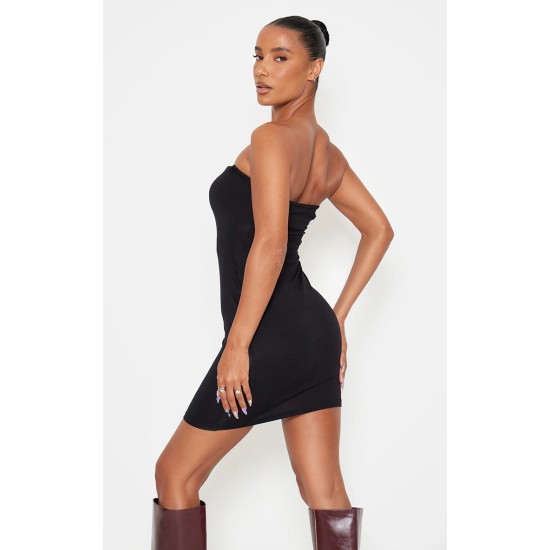 Black Jersey Bandeau Bodycon Dress Black Jersey Bandeau Bodycon Dress