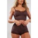 Chocolate Jersey Lace Trim Short PJ Set Chocolate Jersey Lace Trim Short PJ Set