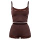 Chocolate Jersey Lace Trim Short PJ Set Chocolate Jersey Lace Trim Short PJ Set