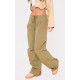 Khaki Thin Waistband Drawstring Detail Track Pants Khaki Thin Waistband Drawstring Detail Track Pants