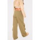 Khaki Thin Waistband Drawstring Detail Track Pants Khaki Thin Waistband Drawstring Detail Track Pants