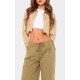 Khaki Thin Waistband Drawstring Detail Track Pants Khaki Thin Waistband Drawstring Detail Track Pants
