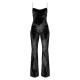 Black Diamante Strap Velvet Flared Jumpsuit Black Diamante Strap Velvet Flared Jumpsuit