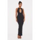 Black Fine Knit Halterneck Maxi Dress Black Fine Knit Halterneck Maxi Dress