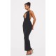 Black Fine Knit Halterneck Maxi Dress Black Fine Knit Halterneck Maxi Dress