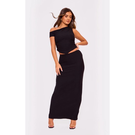 Black Soft Touch Low Rise Maxi Skirt Black Soft Touch Low Rise Maxi Skirt