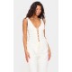 Cream Woven Lace Up Detail Plunge Sleeveless Top Cream Woven Lace Up Detail Plunge Sleeveless Top