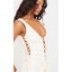 Cream Woven Lace Up Detail Plunge Sleeveless Top Cream Woven Lace Up Detail Plunge Sleeveless Top
