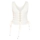 Cream Woven Lace Up Detail Plunge Sleeveless Top Cream Woven Lace Up Detail Plunge Sleeveless Top