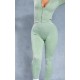 Khaki Acid Wash Seamless Rib High Waist Gym Leggings Khaki Acid Wash Seamless Rib High Waist Gym Leggings
