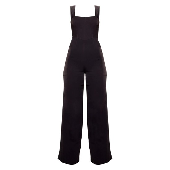 Black Woven Cut Out Bow Detail Jumpsuit Black Woven Cut Out Bow Detail Jumpsuit