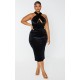 Plus Black Velvet Underwired Cross Front Midi Dress Plus Black Velvet Underwired Cross Front Midi Dress