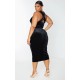 Plus Black Velvet Underwired Cross Front Midi Dress Plus Black Velvet Underwired Cross Front Midi Dress