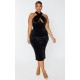 Plus Black Velvet Underwired Cross Front Midi Dress Plus Black Velvet Underwired Cross Front Midi Dress