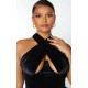 Plus Black Velvet Underwired Cross Front Midi Dress Plus Black Velvet Underwired Cross Front Midi Dress