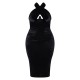 Plus Black Velvet Underwired Cross Front Midi Dress Plus Black Velvet Underwired Cross Front Midi Dress