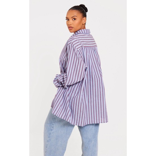 Plus Blue Striped Oversized Shirt Plus Blue Striped Oversized Shirt