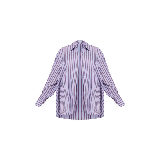 Plus Blue Striped Oversized Shirt Plus Blue Striped Oversized Shirt