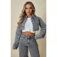 Washed Grey Denim Cropped Shirt Washed Grey Denim Cropped Shirt