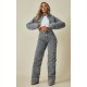 Washed Grey Denim Cropped Shirt Washed Grey Denim Cropped Shirt
