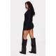 Black Heavy Brushed Rib Wrap Tie Bodycon Dress Black Heavy Brushed Rib Wrap Tie Bodycon Dress