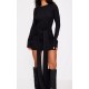 Black Heavy Brushed Rib Wrap Tie Bodycon Dress Black Heavy Brushed Rib Wrap Tie Bodycon Dress