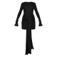 Black Heavy Brushed Rib Wrap Tie Bodycon Dress Black Heavy Brushed Rib Wrap Tie Bodycon Dress