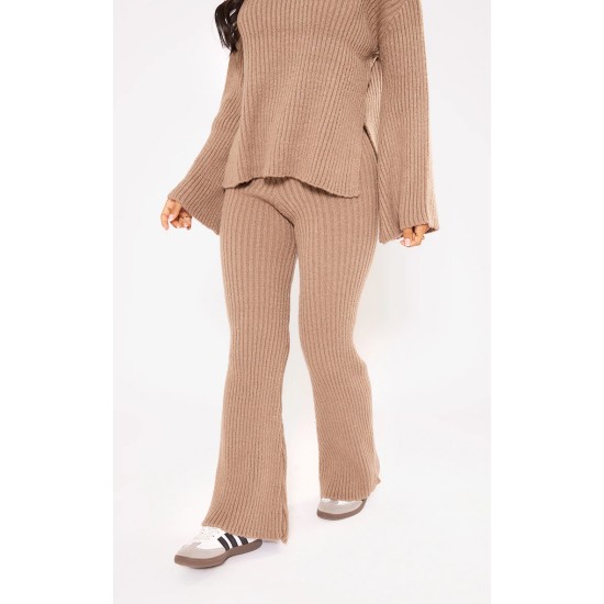 Petite Mocha Rib Knit Wide Leg Pant Petite Mocha Rib Knit Wide Leg Pant